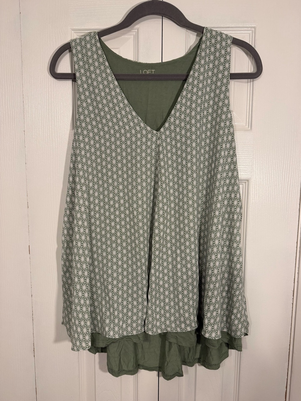 LOFT Outlet Split Back Tank L Green White